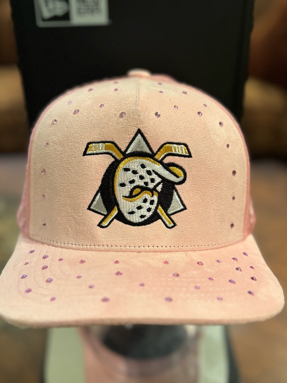 Anaheim Ducks Pink Suede Rhinestone SnapBack Hat